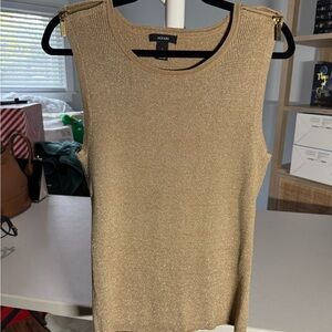 ALFANI Gold Metallic Zippered Sleeveless Tank Top
